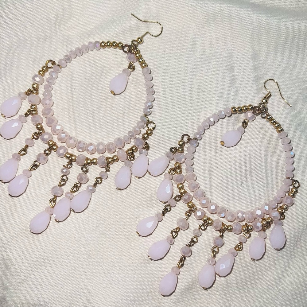 Light pink dream catcher handcrafted earrings